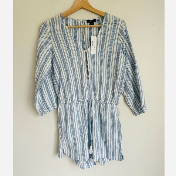 NWT J. Crew Stripe Gauze Romper in Blue and White - Picture 3 of 6